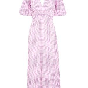 Faithfull the Brand Pink Plaid Midi Dress